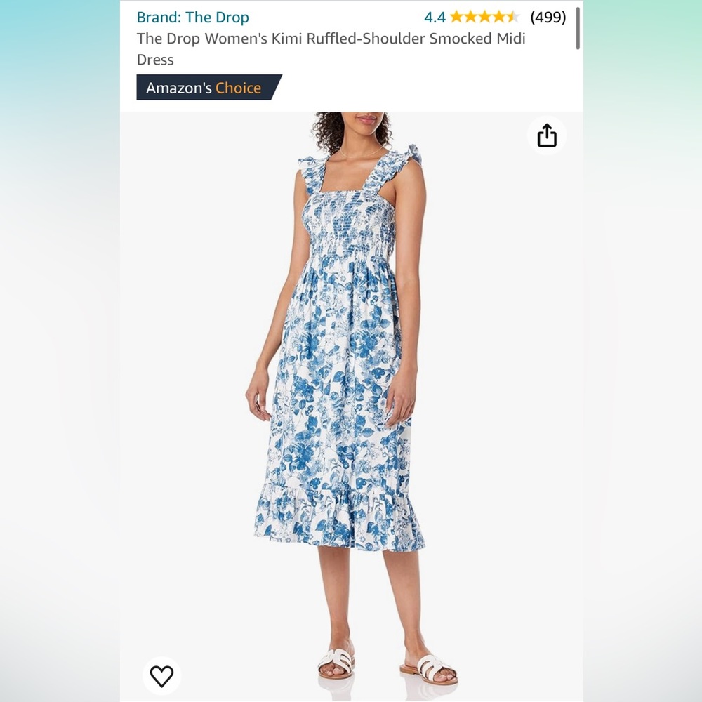 NWT - The Drop Women's Kimi Ruffled-Shoulder Smocked Midi Dress - Picture 6 of 8
